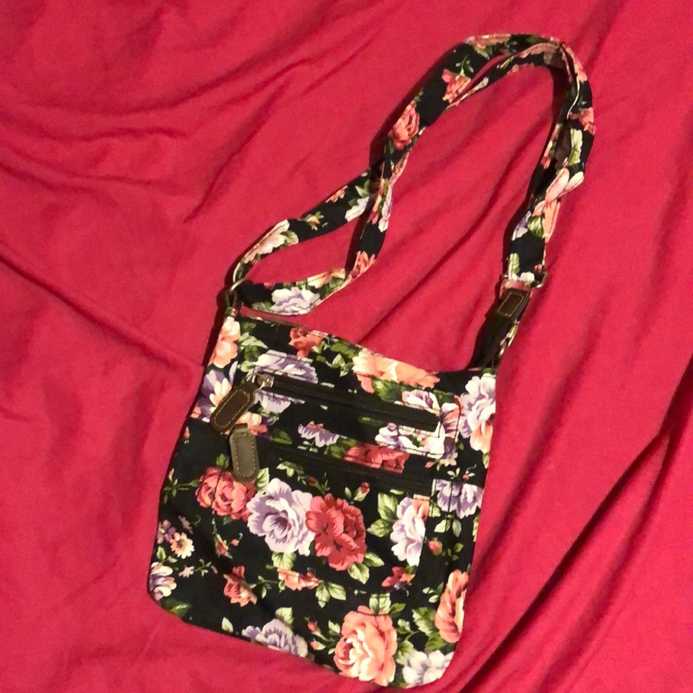 Black Flower Print Bag